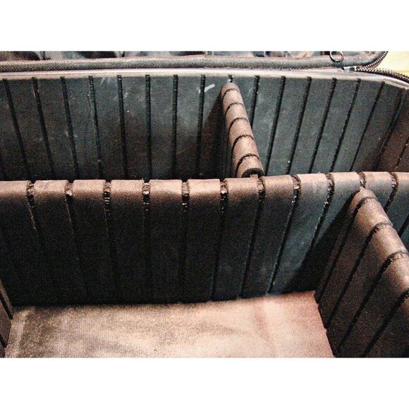 Large Makeup Crafts Storage Bag Case Zip Movable Compartments Strap Black Travel - Picture 9 of 12